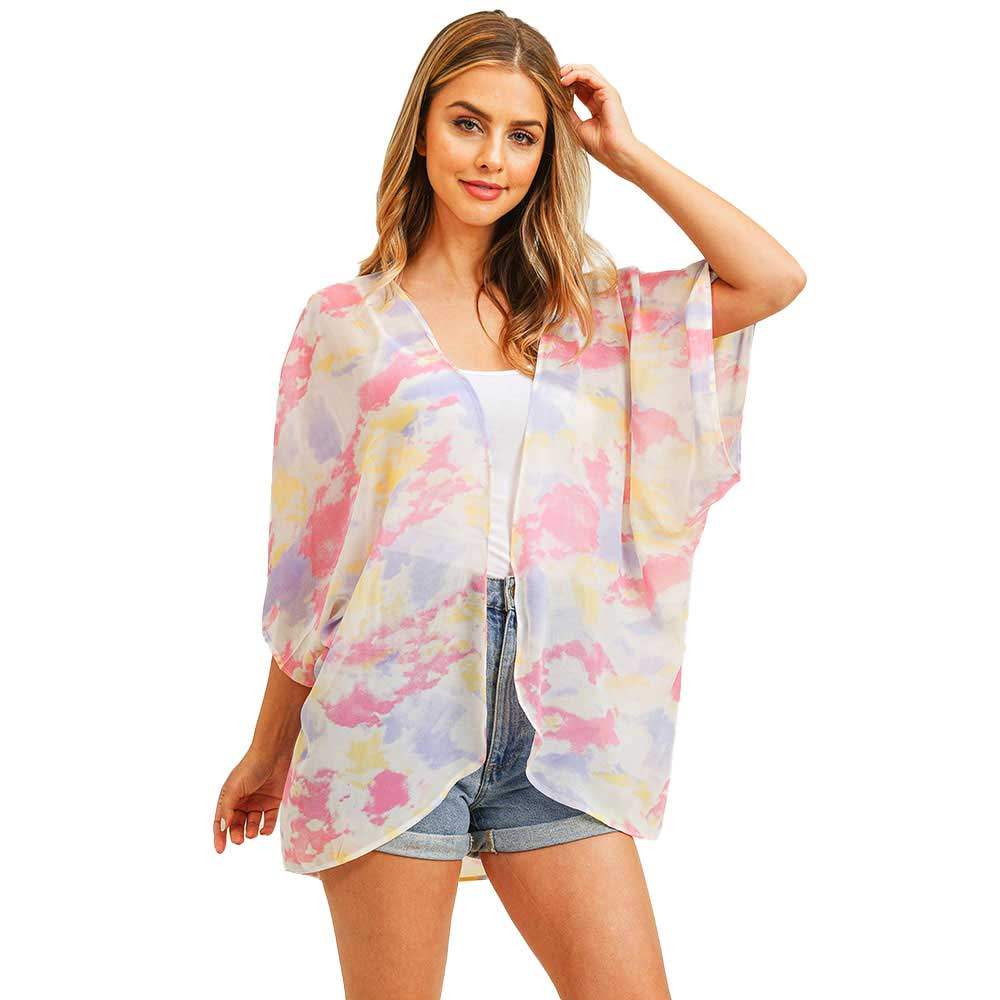 Trendy Tie Dye Cover Up Kimono Poncho - Madeline Love - Flyclothing LLC