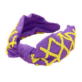 Game Day Seed Beaded Check Patterned Knot Burnout Headband - Madeline Love - Flyclothing LLC