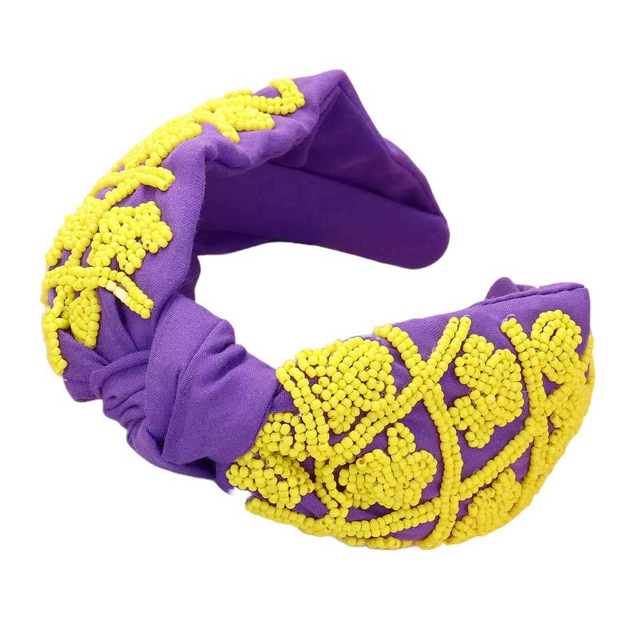 Game Day Seed Beaded Paw Knot Burnout Headband - Madeline Love - Flyclothing LLC