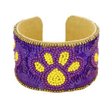 Game Day Sequin Seed Beaded Paw Accented Cuff Bracelet - Madeline Love - Flyclothing LLC