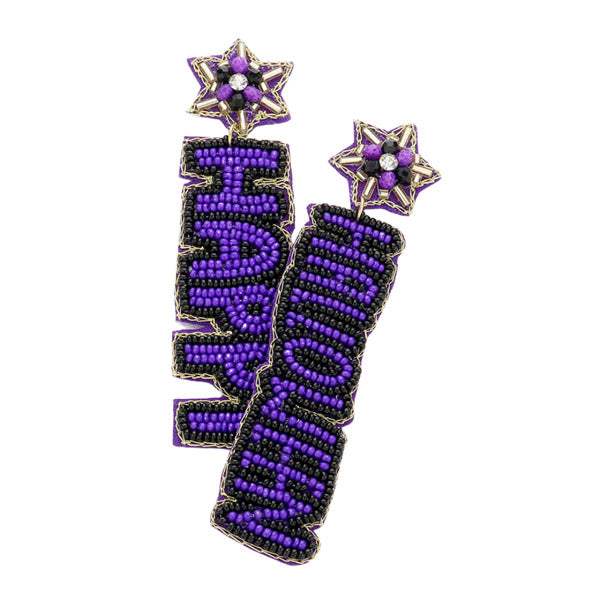 Happy Halloween Felt Back Beaded Message Dangle Earrings - Madeline Love - Flyclothing LLC