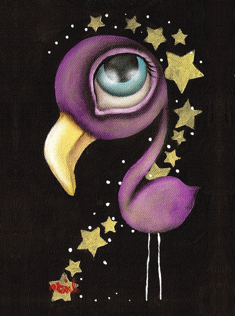 Black Market Art Company Purple Flamingo Print