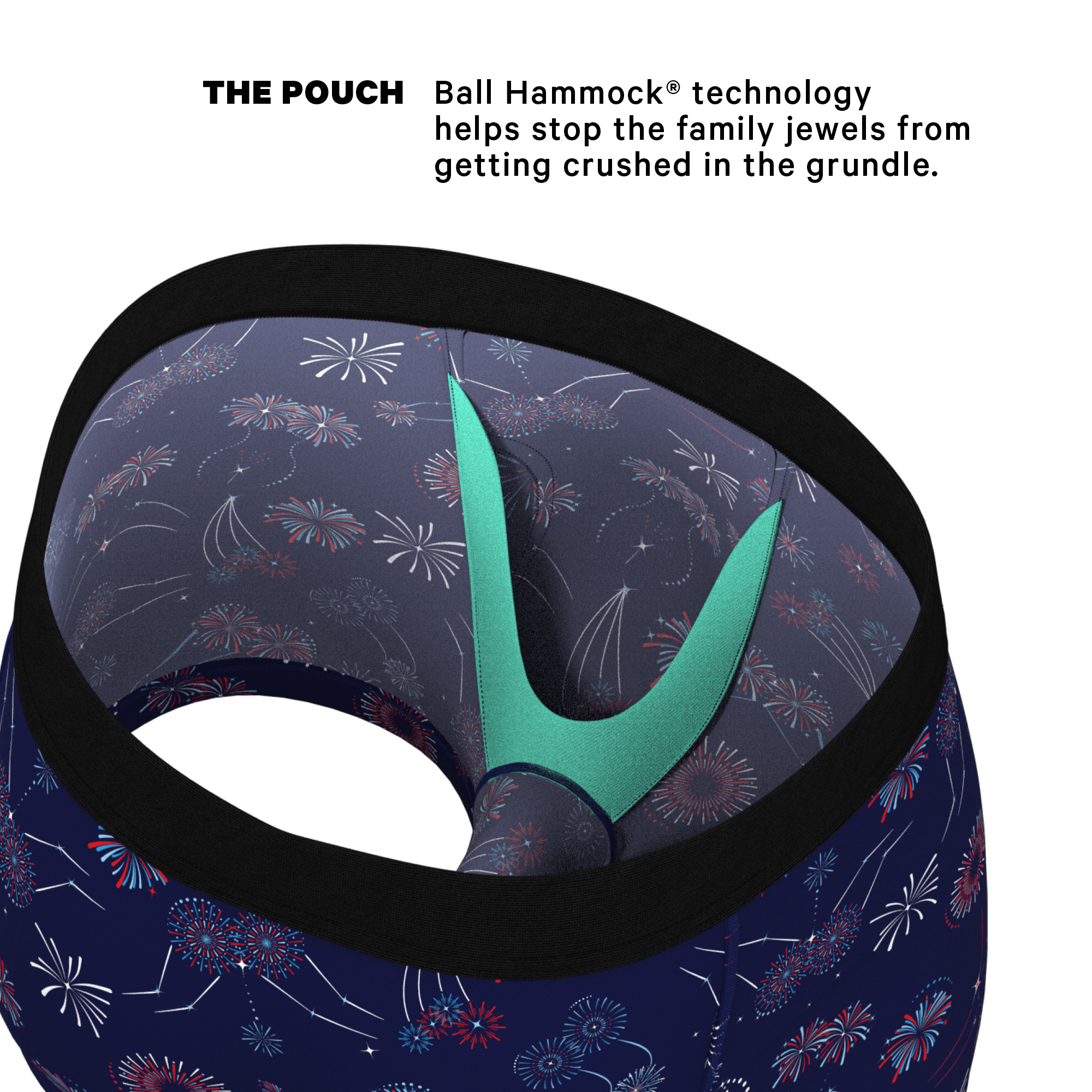 The Pyrotecnips | Naughty Fireworks Ball Hammock® Pouch Trunks Underwear - Shinesty