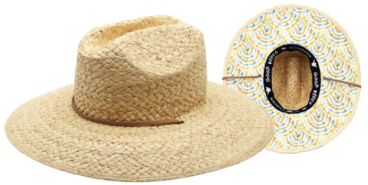 Peter Grimm Natural Dover Packable with Diamound Ikat Undebrim Hat