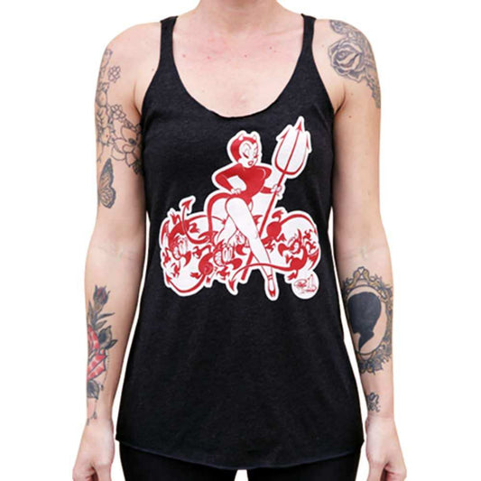 Black Market Art Company Queen of Pain Women's Unfinished Racer Back Tank Top - Black Market Art Company - Flyclothing LLC