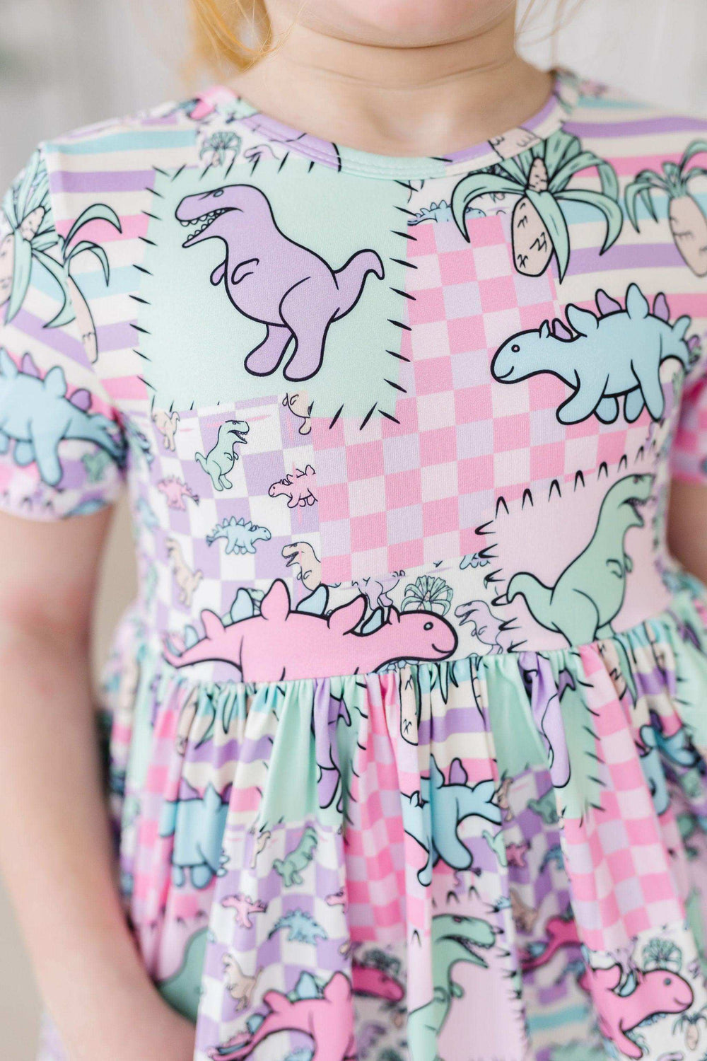 Quilted Dinos S/S Pocket Twirl Dress - Mila & Rose ® - Flyclothing LLC