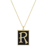 Gold Dipped Enamel Rectangle Monogram Pendant Necklace - Madeline Love - Flyclothing LLC