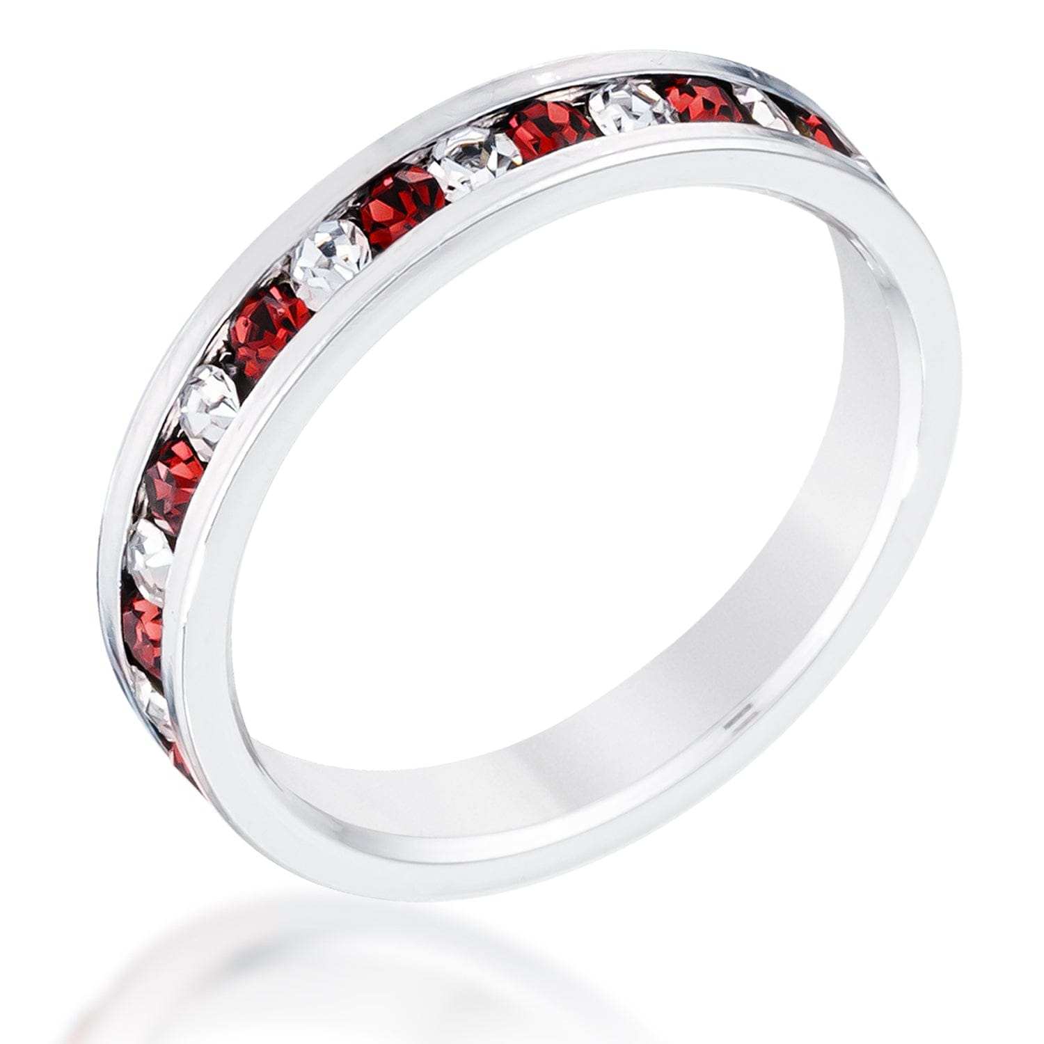 Clear and Red Alternating Crystal Eternity Ring - JGI - Flyclothing LLC