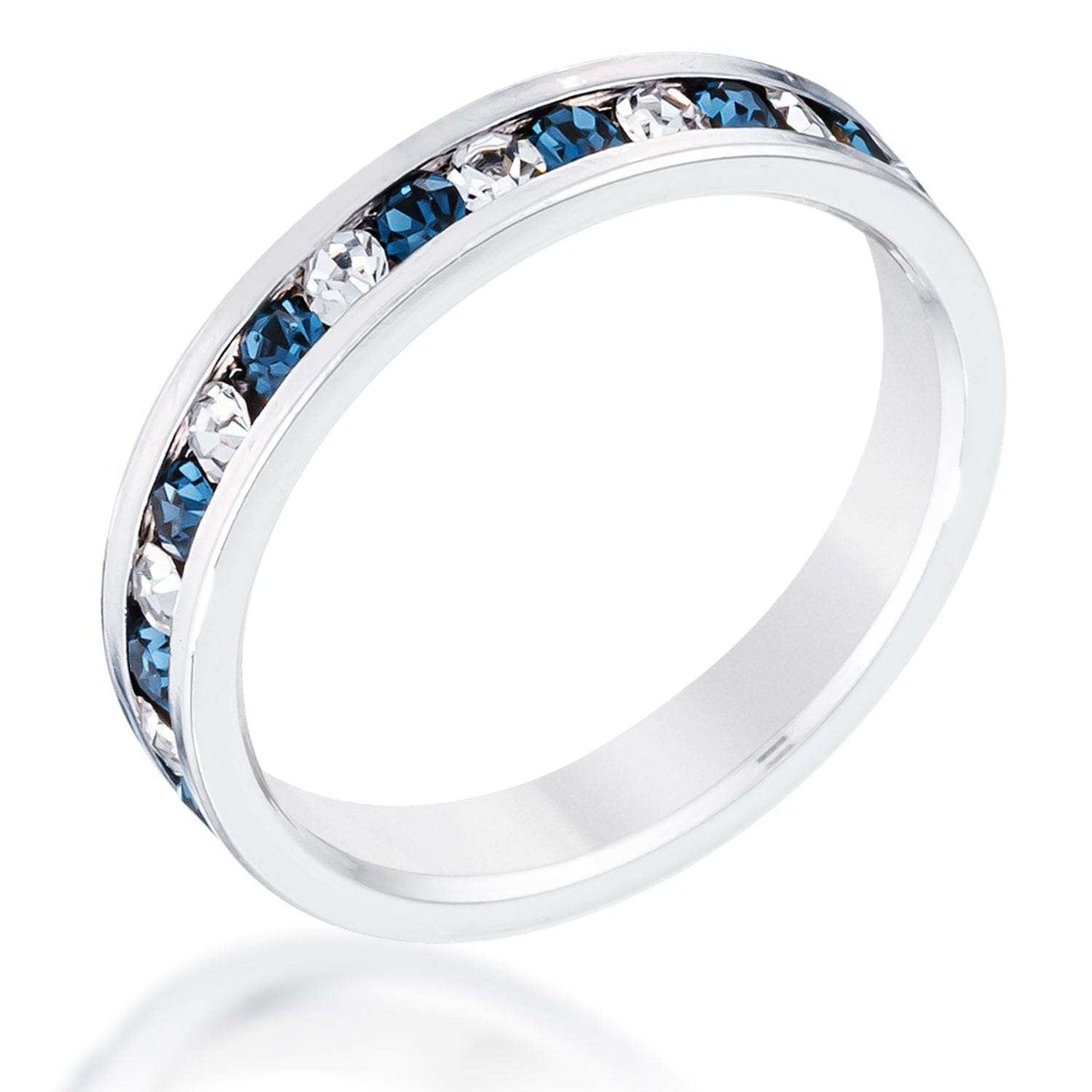 Clear and Blue Alternating Crystal Eternity Ring - JGI - Flyclothing LLC