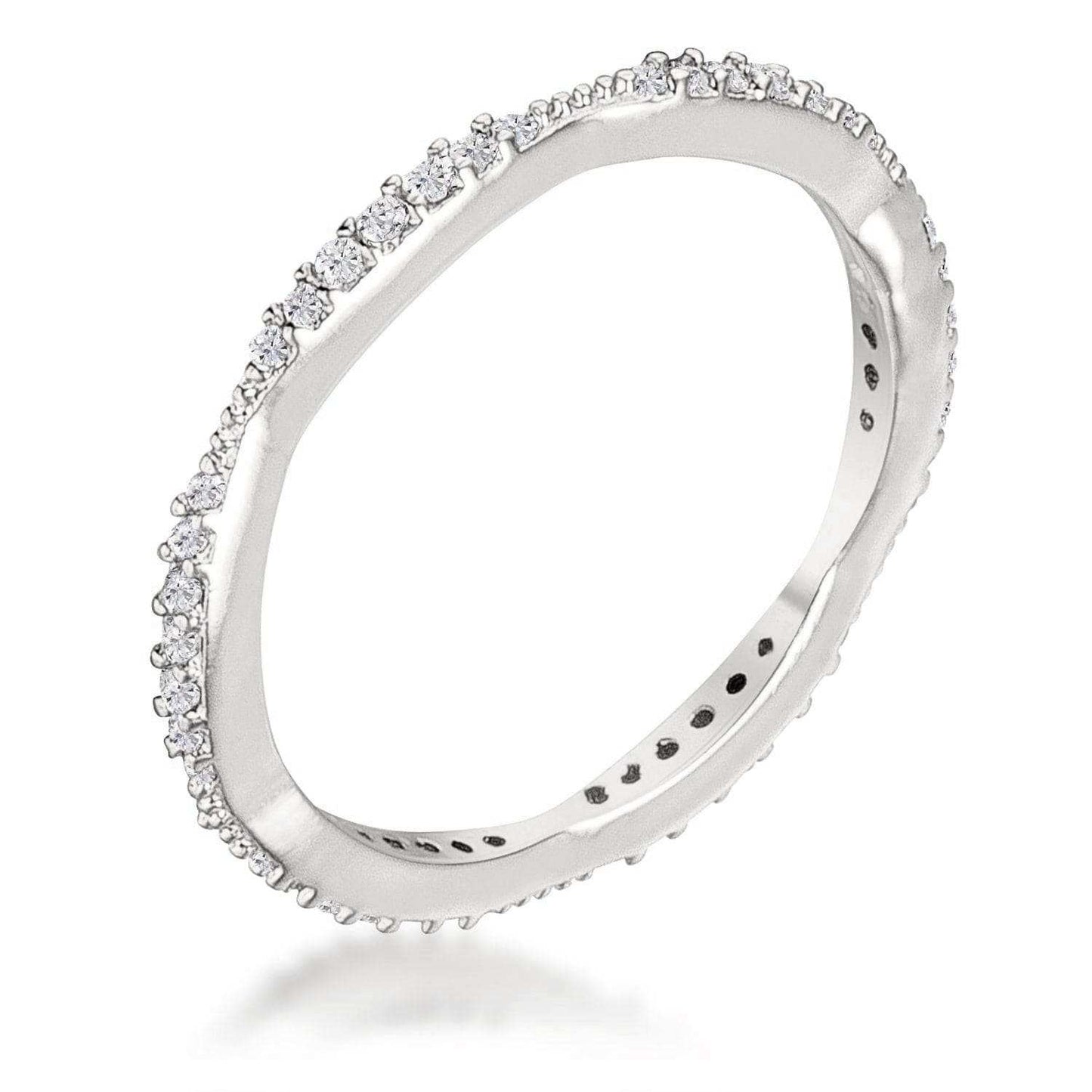 .42Ct Dainty 18k Rhodium Plated Micro Pave CZ Stackable Eternity Ring - JGI - Flyclothing LLC