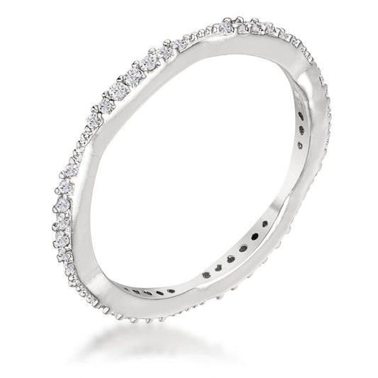 .42Ct Dainty 18k Rhodium Plated Micro Pave CZ Stackable Eternity Ring - JGI