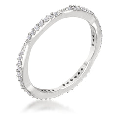 .42Ct Dainty 18k Rhodium Plated Micro Pave CZ Stackable Eternity Ring - JGI