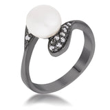 Hematite Pearl Interlocked Double Teardrop Ring - JGI