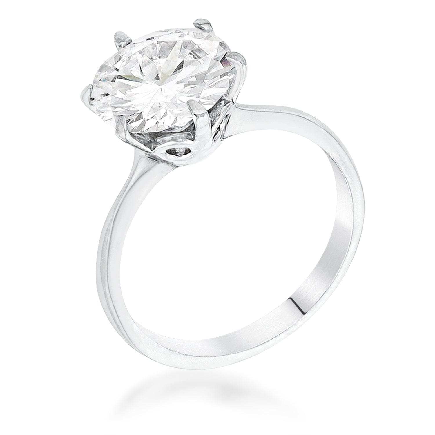 3.5 Carat Single Stone CZ Rhodium Classic Solitaire Ring - JGI - Flyclothing LLC