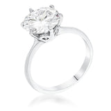 3.5 Carat Single Stone CZ Rhodium Classic Solitaire Ring - JGI