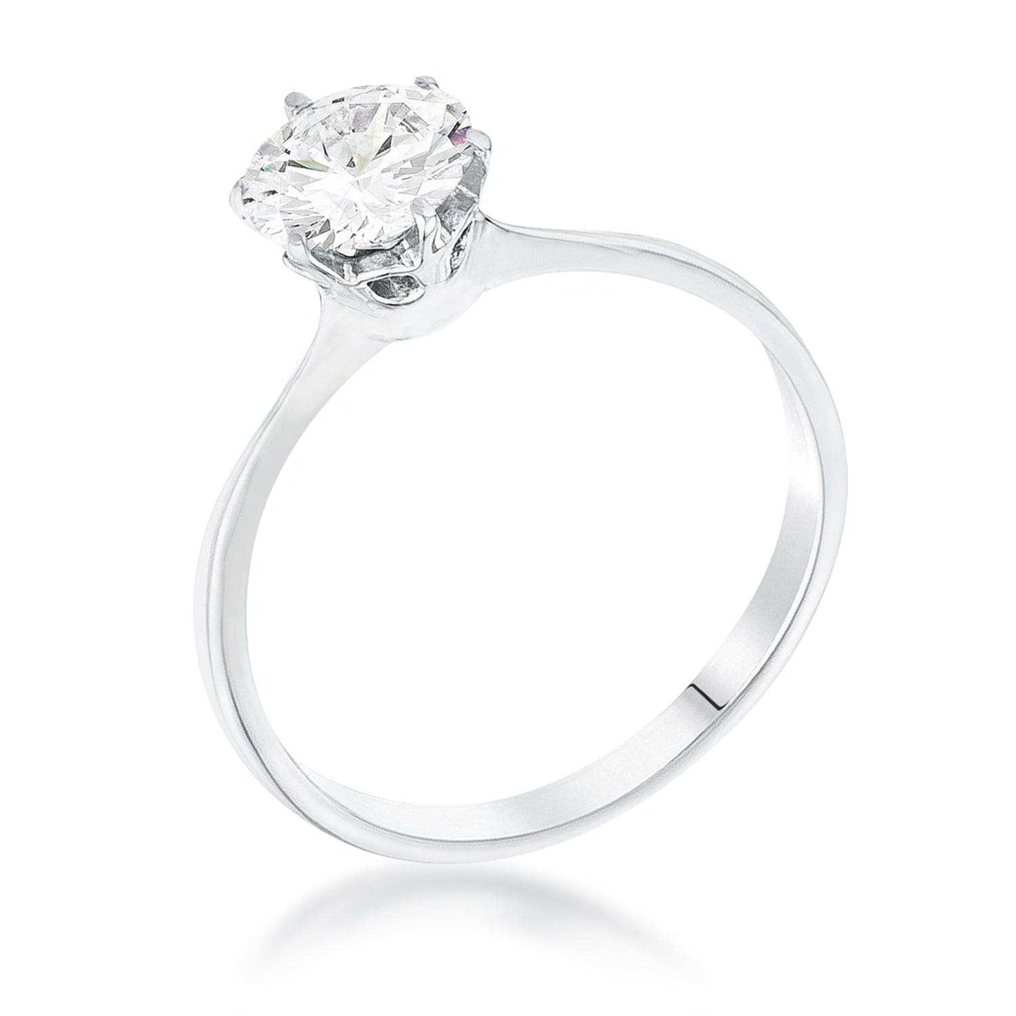 1 Carat Single Stone CZ Rhodium Classic Solitaire Ring - JGI - Flyclothing LLC