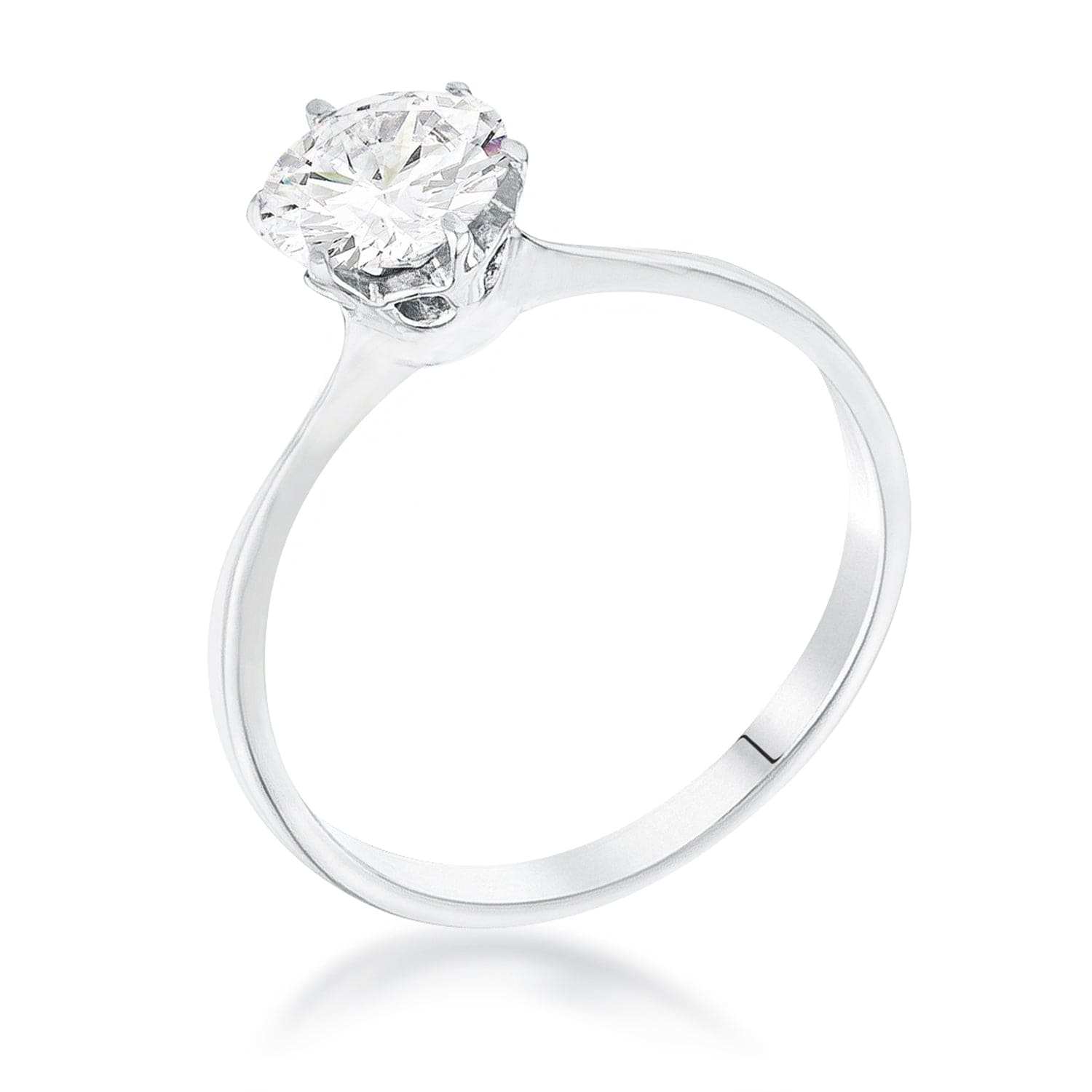 1 Carat Single Stone CZ Rhodium Classic Solitaire Ring - JGI - Flyclothing LLC
