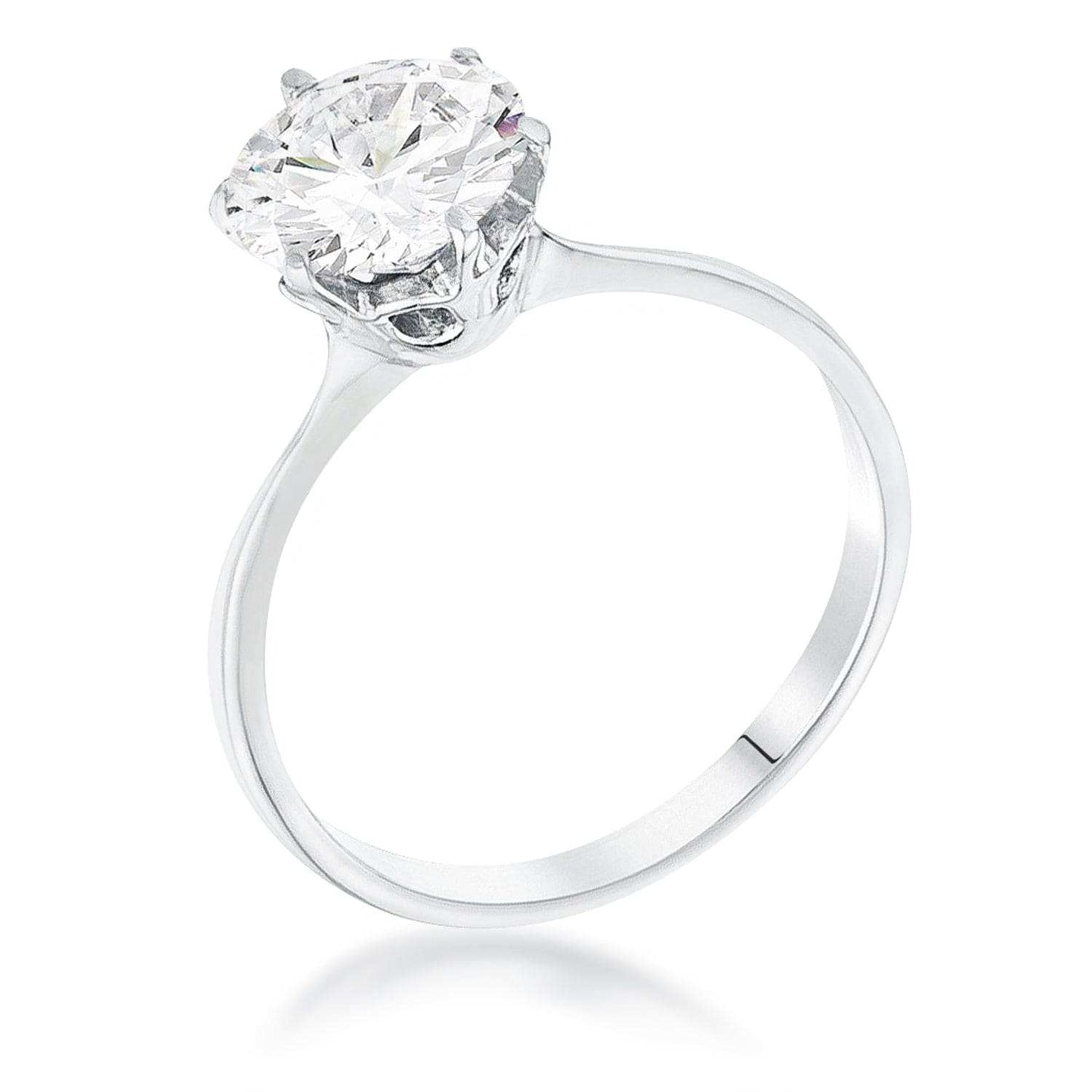 2 Carat Single Stone CZ Rhodium Classic Solitaire Ring - JGI - Flyclothing LLC