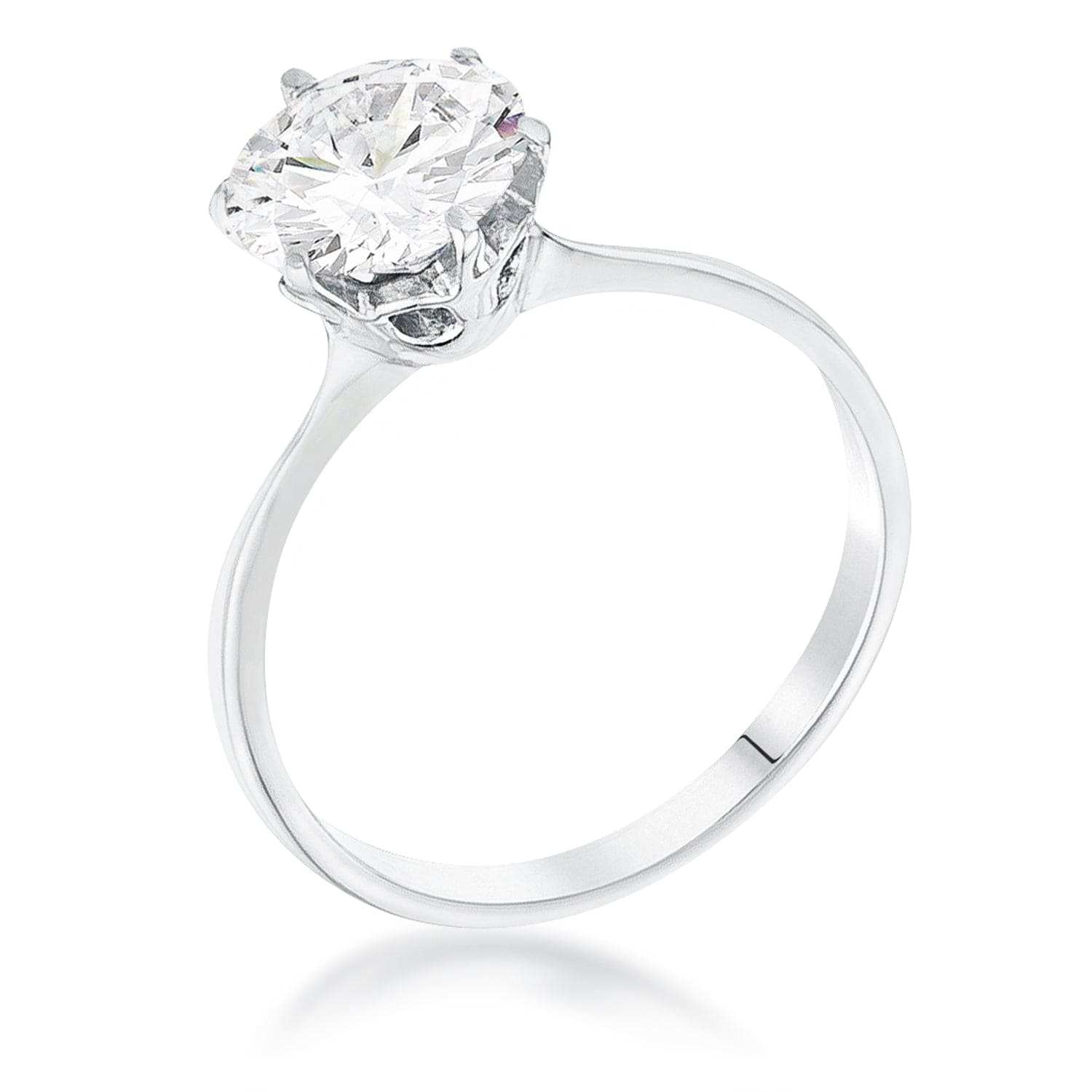 2 Carat Single Stone CZ Rhodium Classic Solitaire Ring - JGI - Flyclothing LLC
