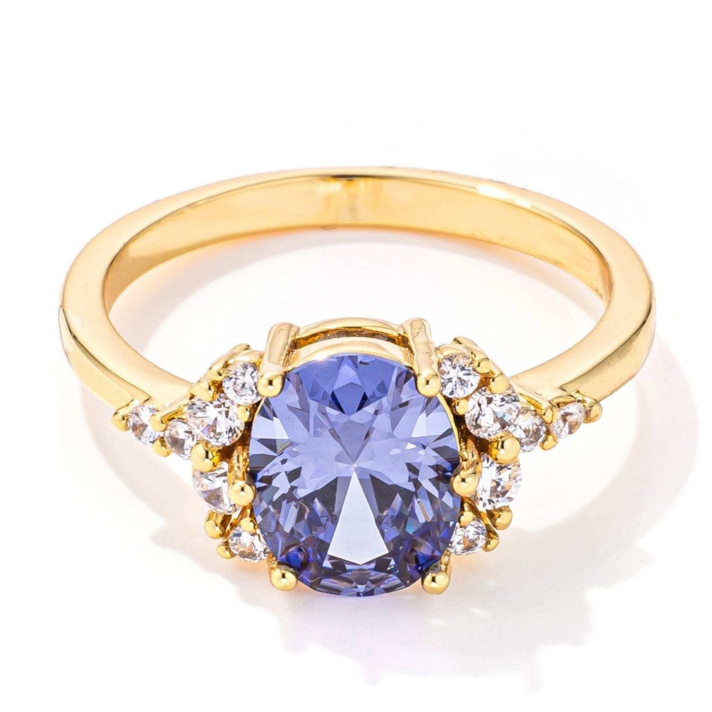 3ct. Gold Plated Oval Tanzanite CZ Engagement Ring - JGI - Flyclothing LLC