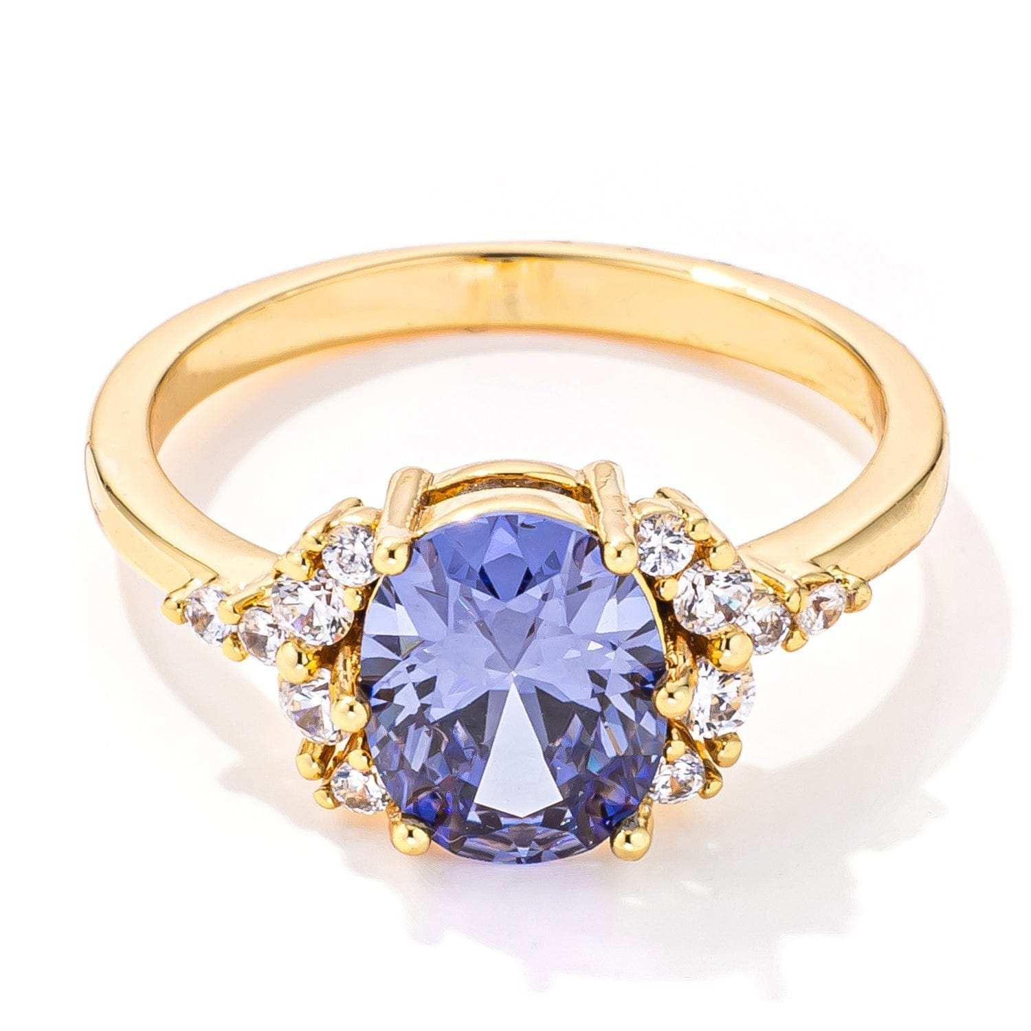 3ct. Gold Plated Oval Tanzanite CZ Engagement Ring - JGI - Flyclothing LLC