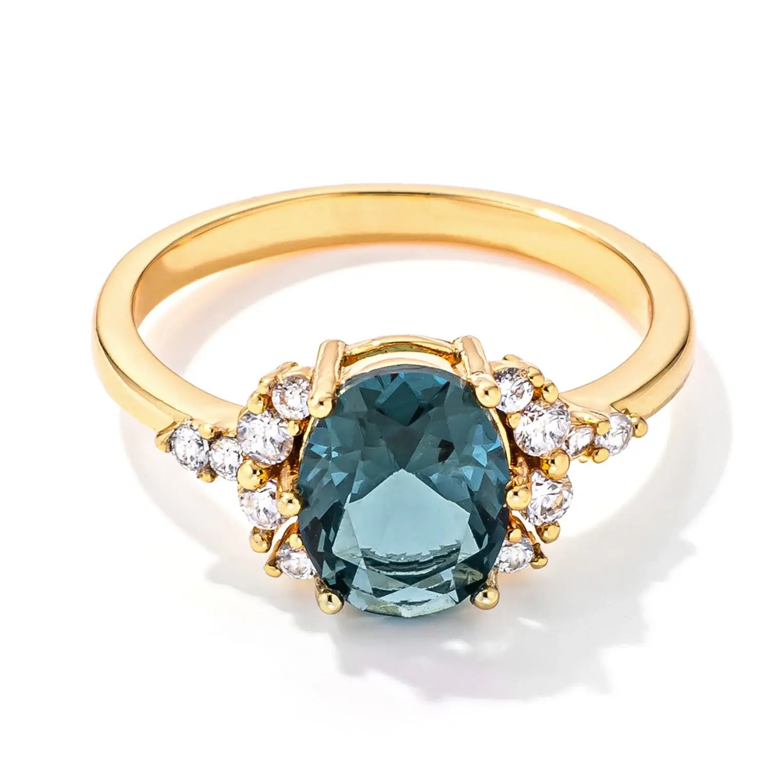 J GOODIN Blue Green CZ Gold-Plated Statement Ring - J GOODIN - Flyclothing LLC