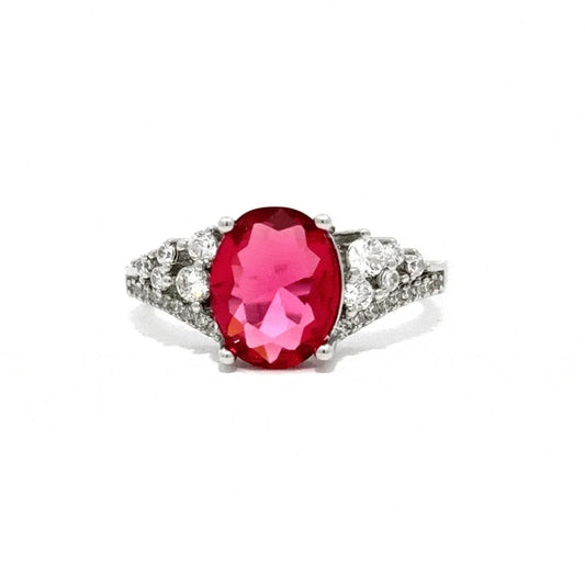 3.25ct. Rhodium Plated Raspberry Sparkle CZ Ring - JGI