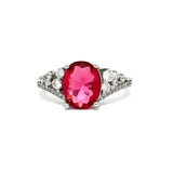 3.25ct. Rhodium Plated Raspberry Sparkle CZ Ring - JGI