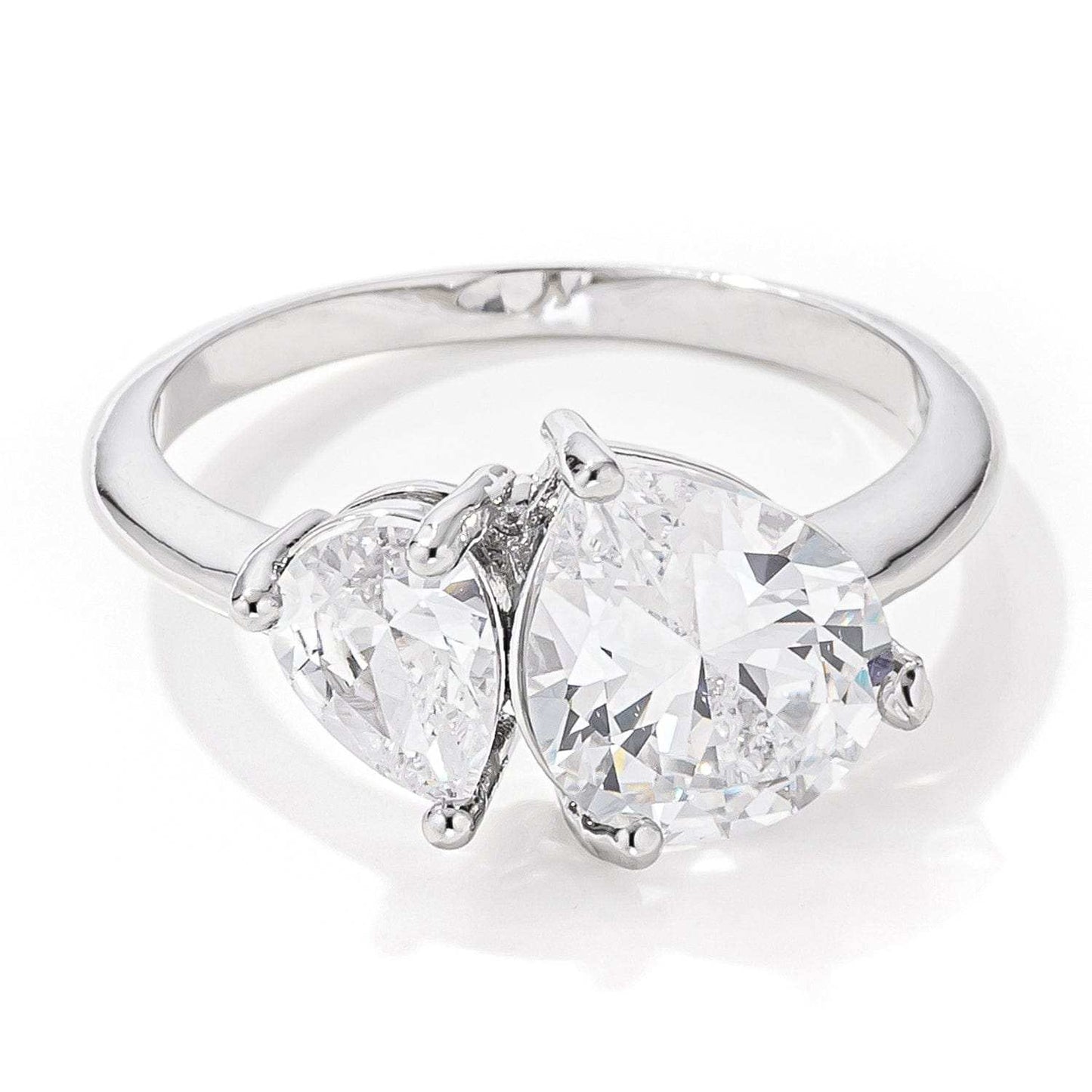 2.75ct Rhodium Plated Toi et Moi CZ Ring - JGI - Flyclothing LLC