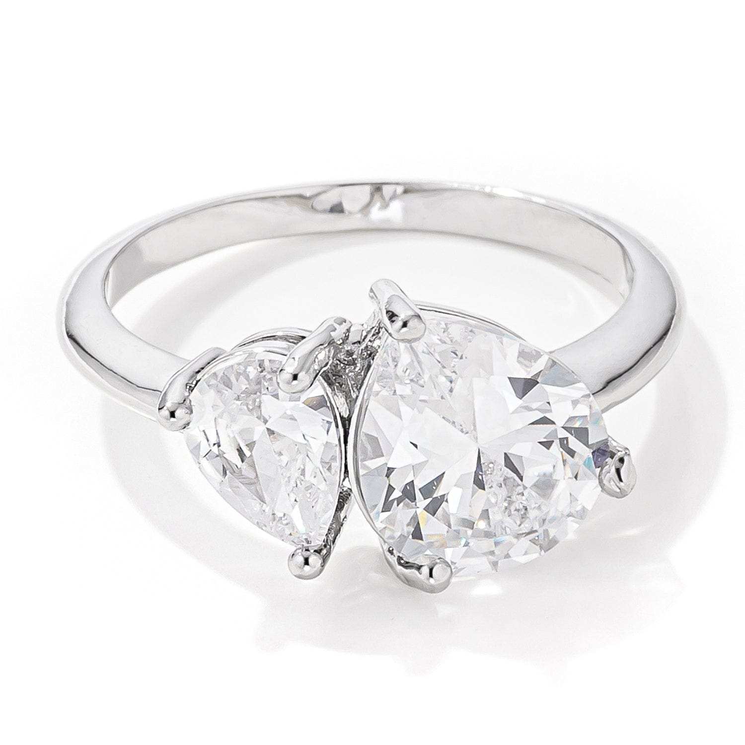 2.75ct Rhodium Plated Toi et Moi CZ Ring - JGI - Flyclothing LLC