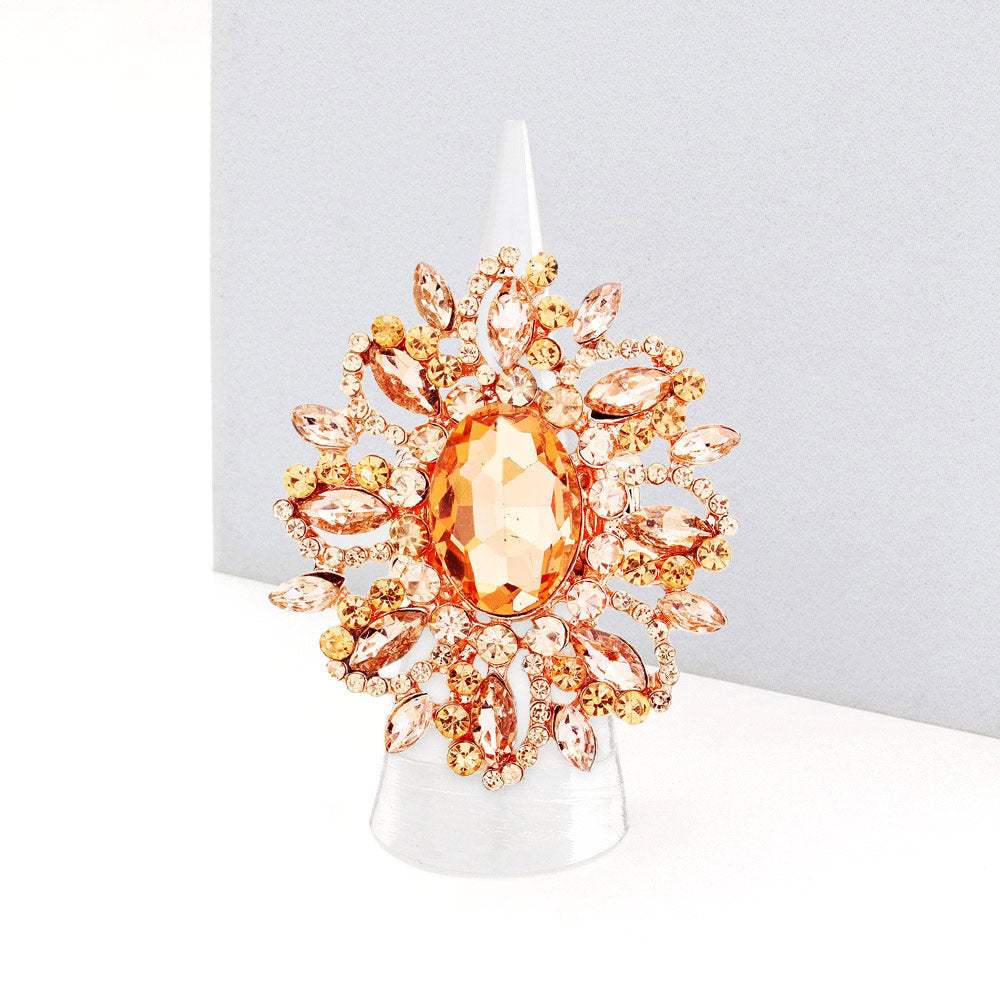 Oval Crystal Cluster Stretch Ring - Madeline Love - Flyclothing LLC