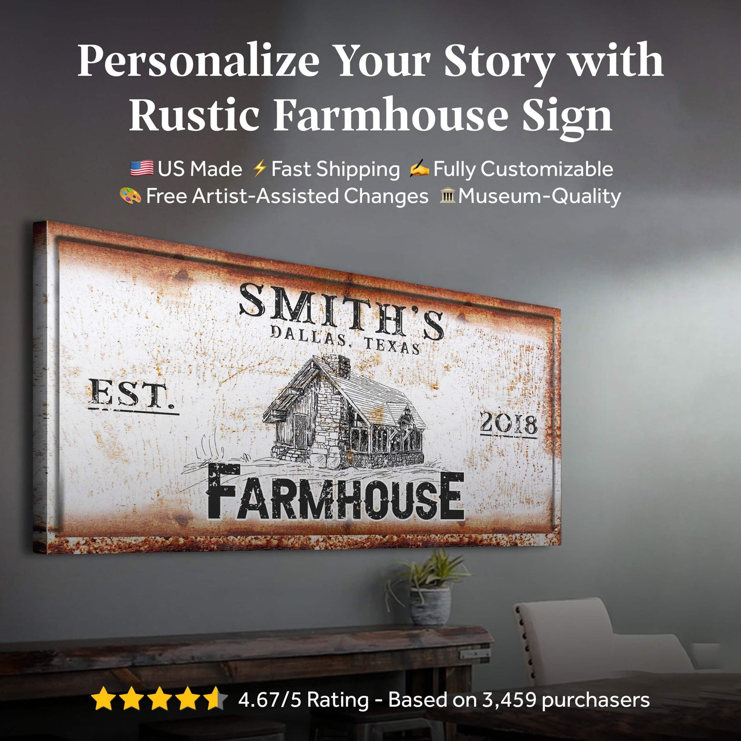 Rustic Farmhouse Personalized Sign II - Tailored Canvases - Flyclothing LLC
