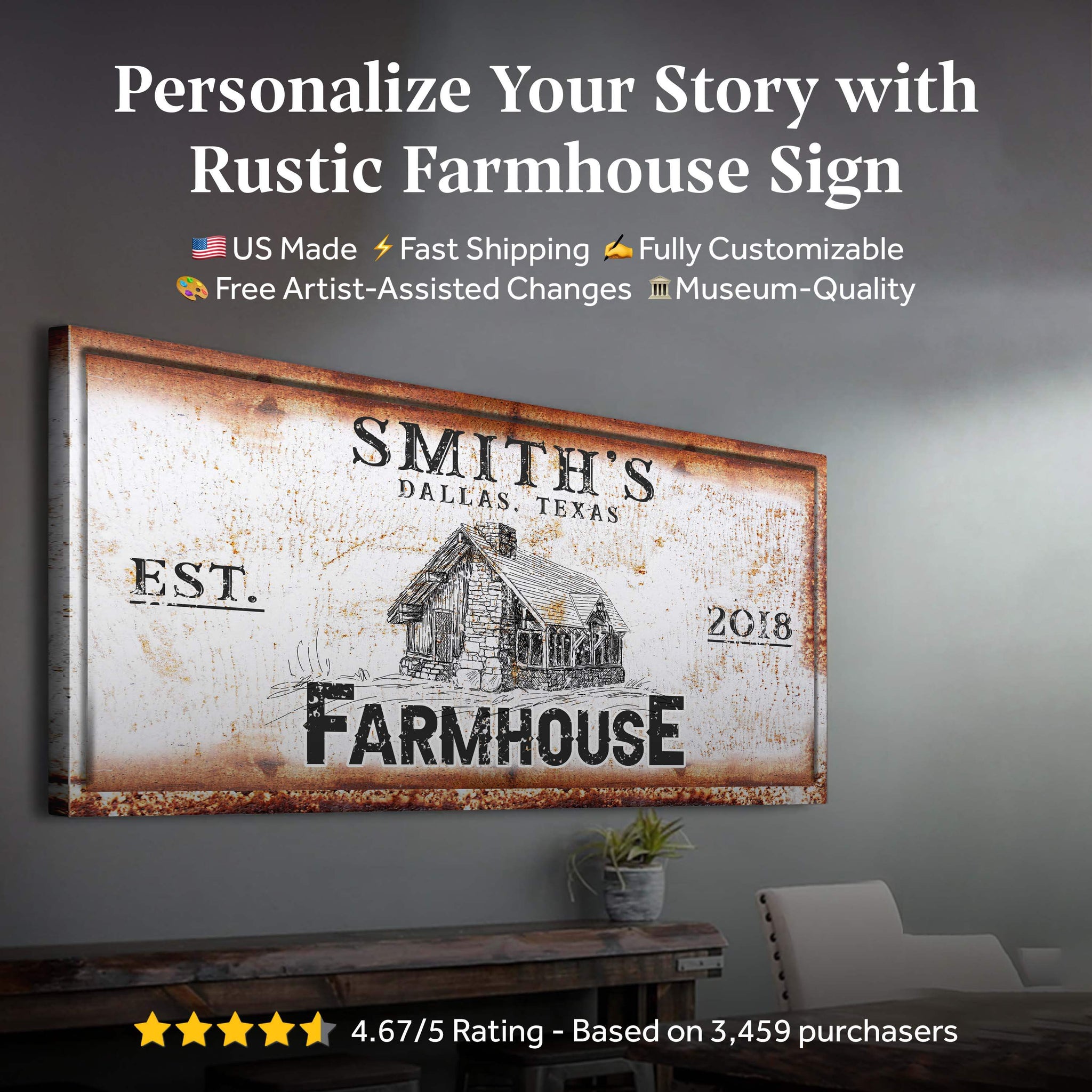 Rustic Farmhouse Personalized Sign II - Tailored Canvases - Flyclothing LLC