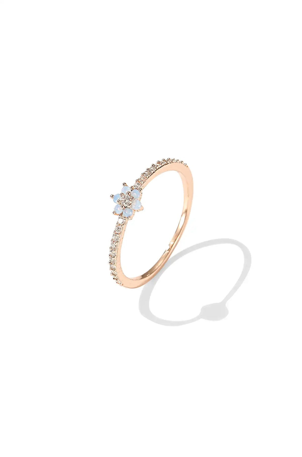 Blue Flower Gold Crown Ring - Wimsico - Flyclothing LLC