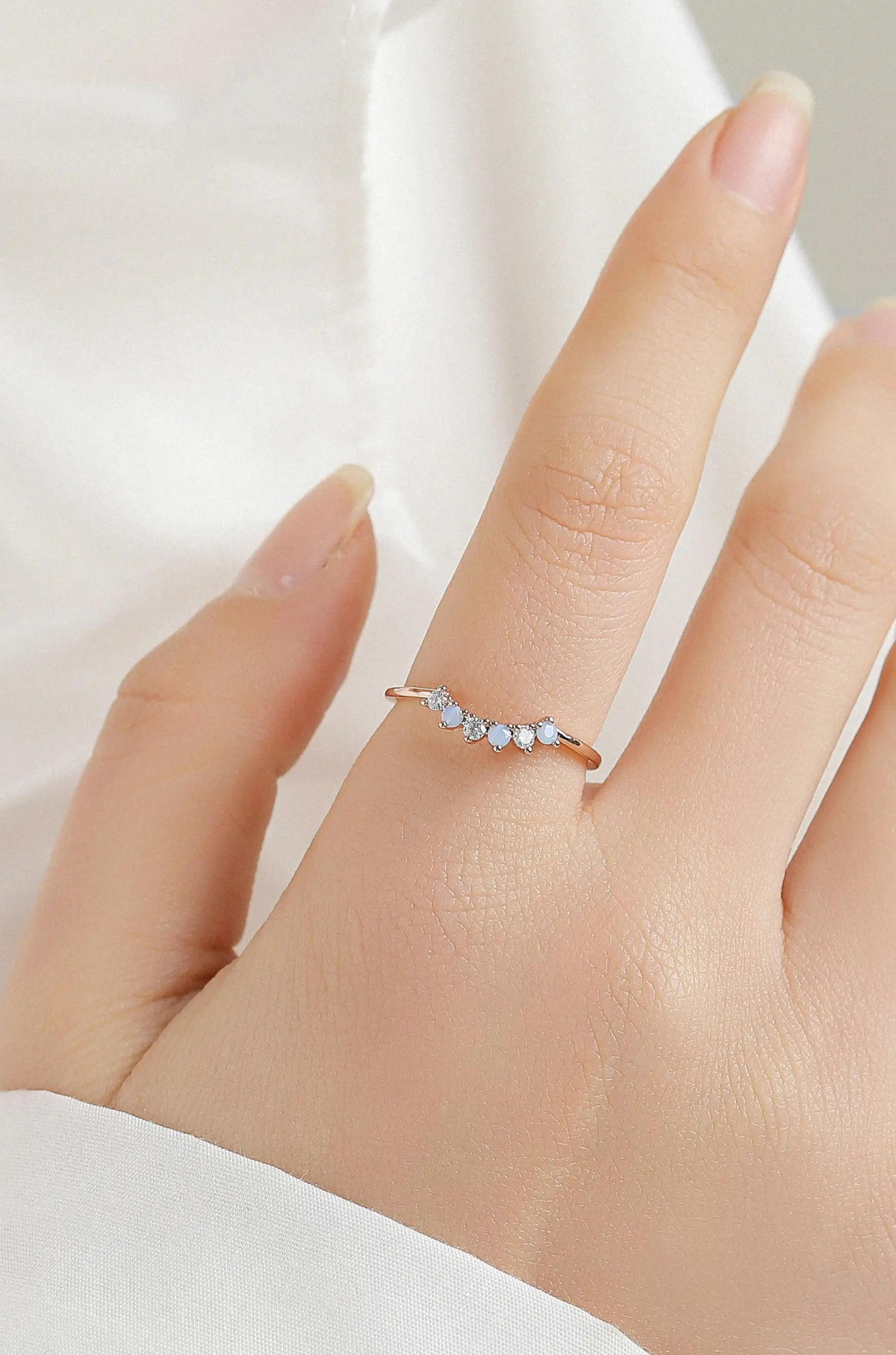 Blue Flower Gold Crown Ring - Wimsico - Flyclothing LLC