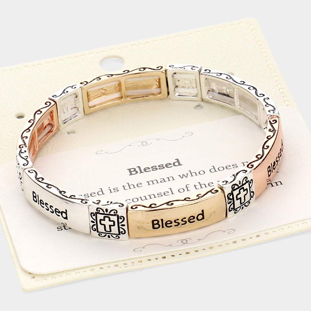 Blessed Message Metal Stretch Bracelet - Madeline Love - Flyclothing LLC