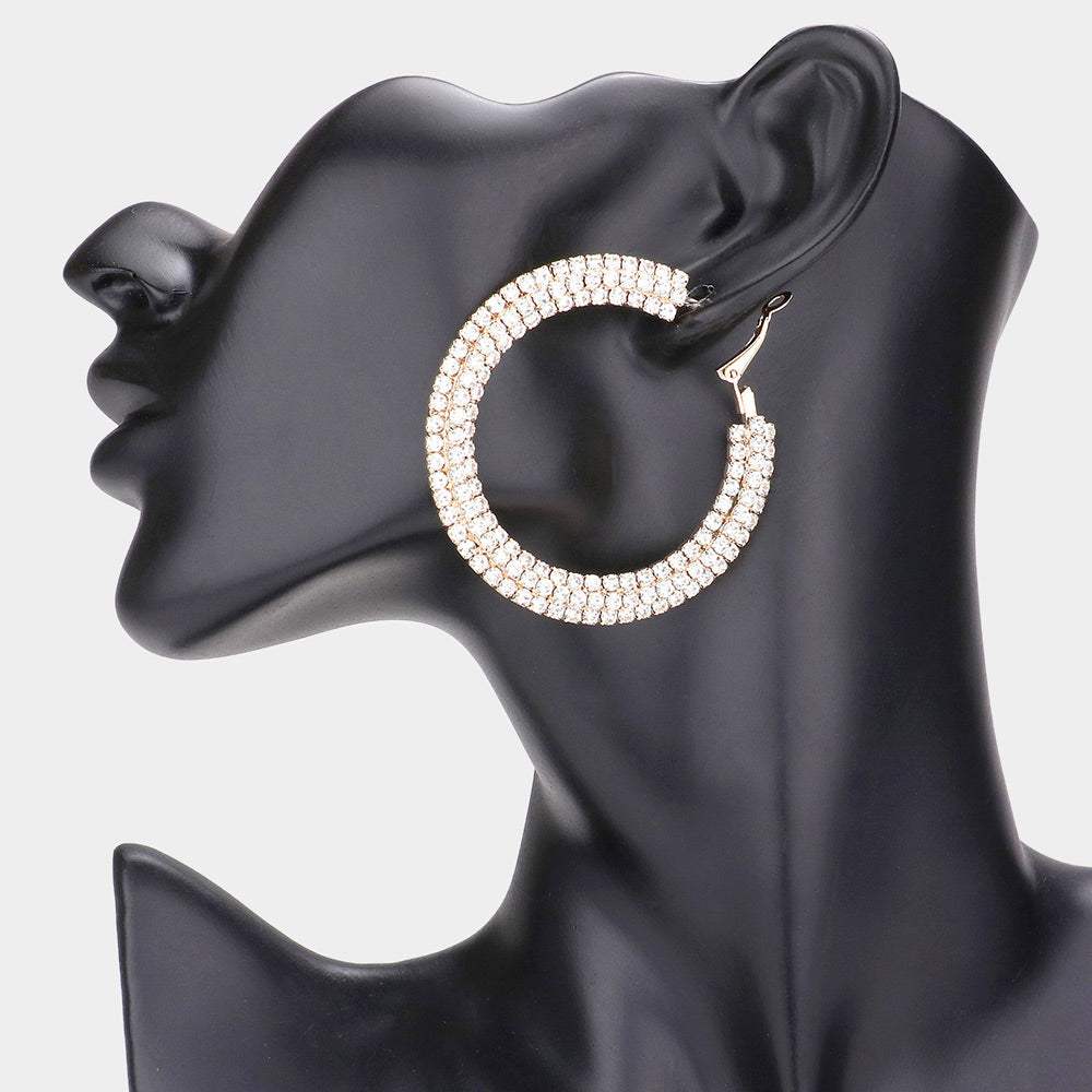 2.25 Inch Rhinestone Hoop Earrings - Madeline Love - Flyclothing LLC