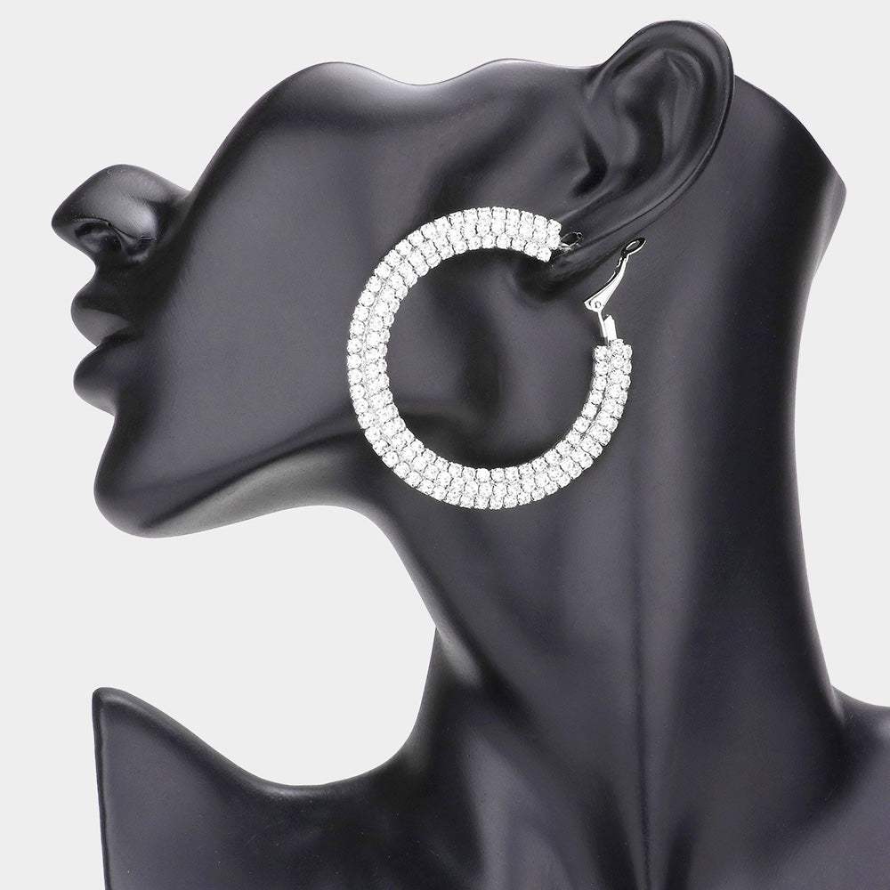 2.25 Inch Rhinestone Hoop Earrings - Madeline Love - Flyclothing LLC