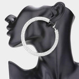 3.25 Inch Rhinestone Hoop Earrings - Madeline Love - Flyclothing LLC