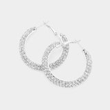 Crystal Rhinestone 1.6 Inch Hoop Earrings - Madeline Love - Flyclothing LLC