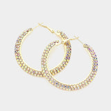 Crystal Rhinestone 2 Inch Hoop Earrings - Madeline Love - Flyclothing LLC