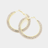 Crystal Rhinestone 2 Inch Hoop Earrings - Madeline Love - Flyclothing LLC