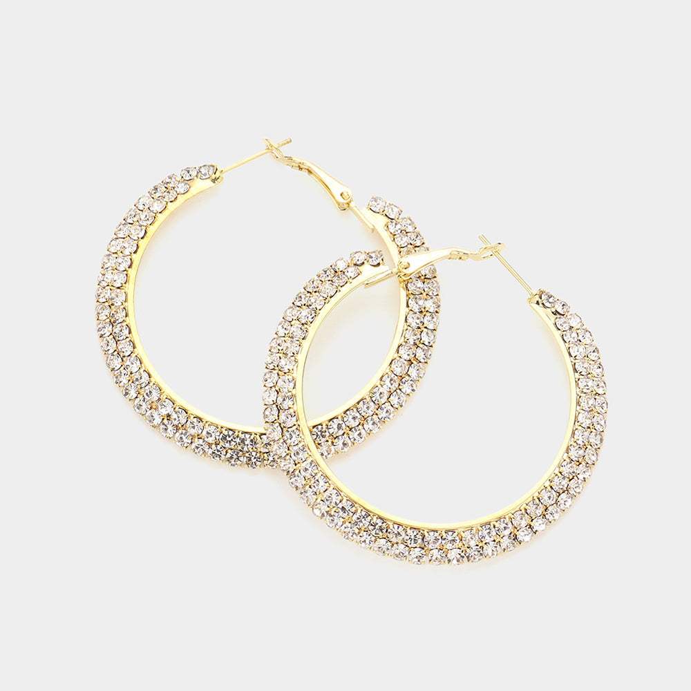 Crystal Rhinestone 2 Inch Hoop Earrings - Madeline Love - Flyclothing LLC