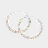 Crystal Rhinestone 2 Inch Hoop Earrings - Madeline Love - Flyclothing LLC