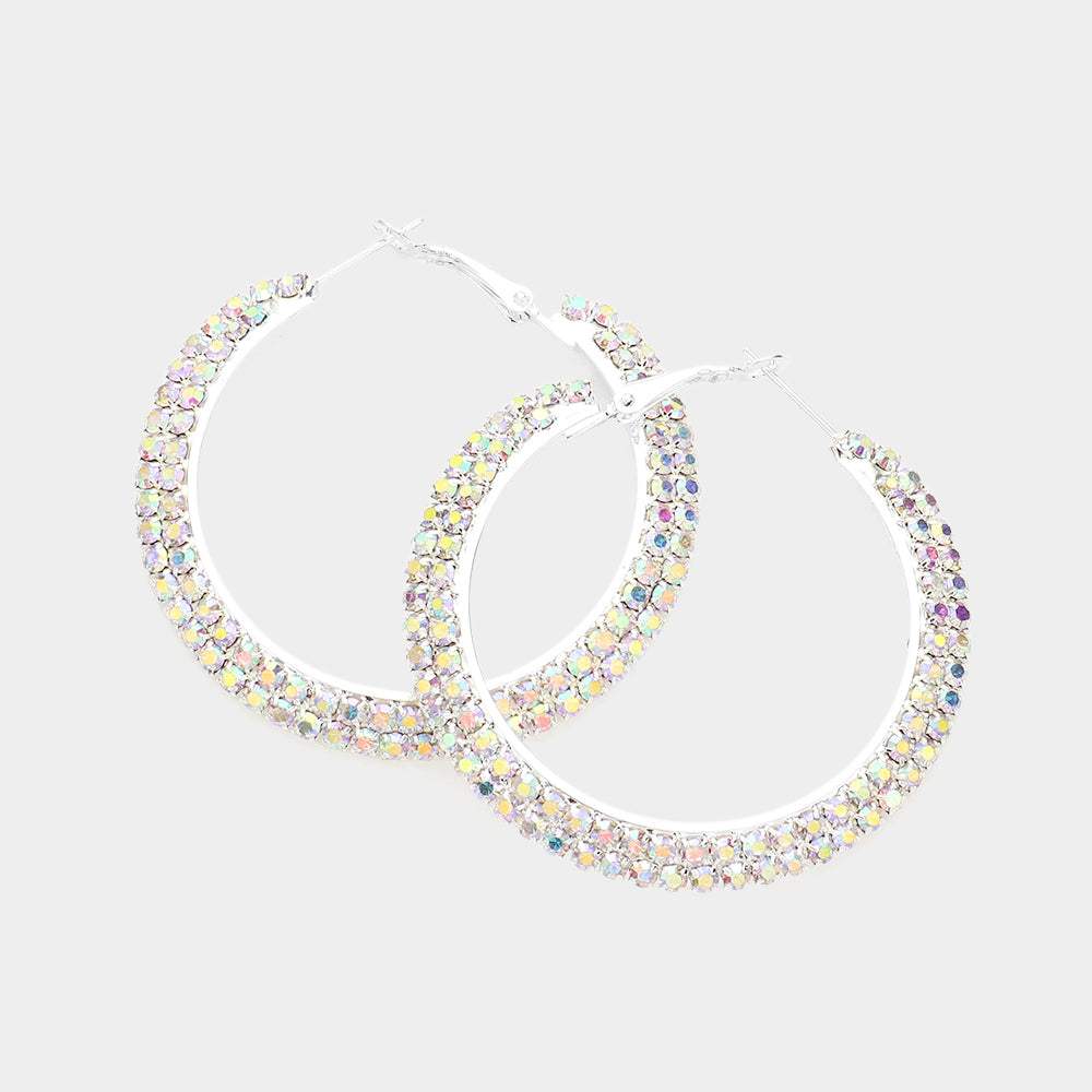 Crystal Rhinestone 2 Inch Hoop Earrings - Madeline Love - Flyclothing LLC