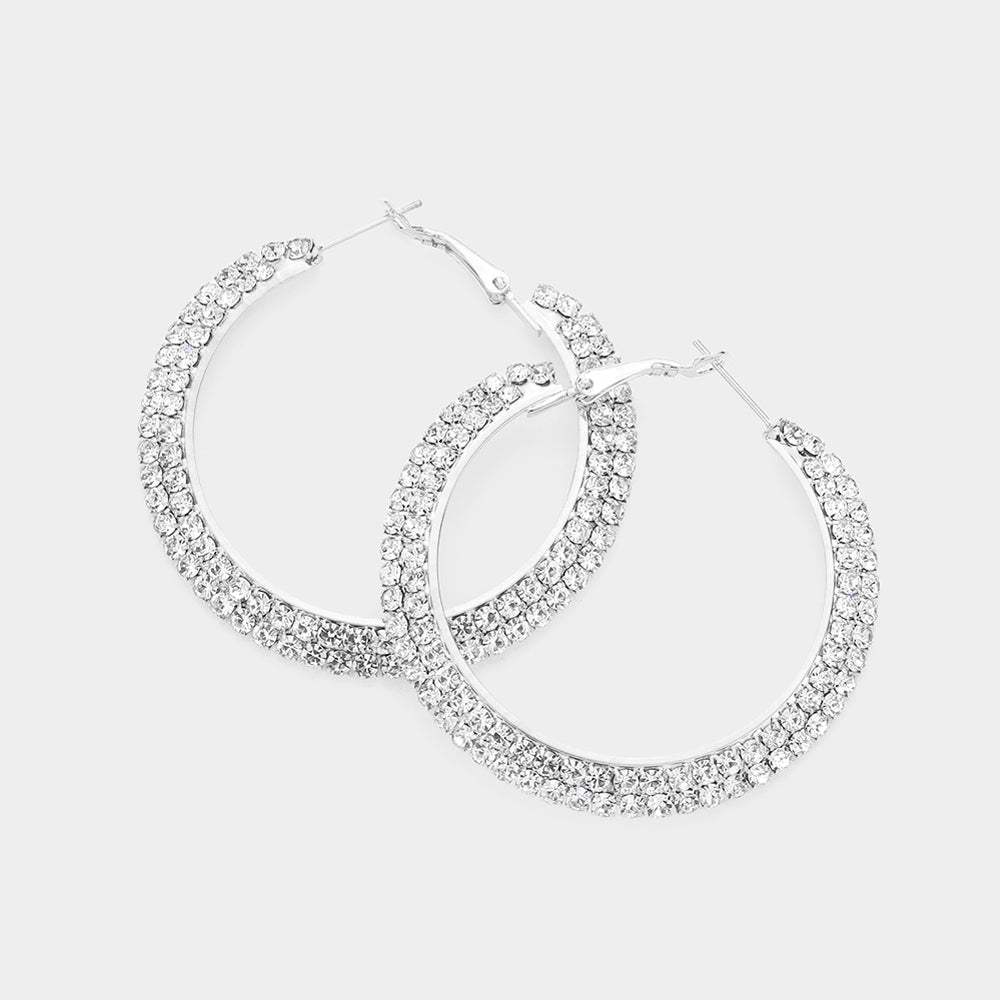 Crystal Rhinestone 2 Inch Hoop Earrings - Madeline Love - Flyclothing LLC
