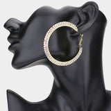 2 Row Crystal Rhinestone Hoop Earrings - Madeline Love - Flyclothing LLC
