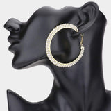 2 Row Crystal Rhinestone Hoop Earrings - Madeline Love - Flyclothing LLC