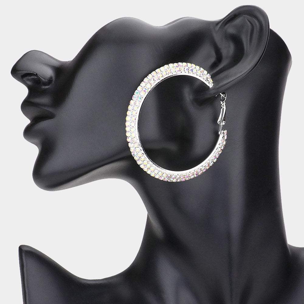 2 Row Crystal Rhinestone Hoop Earrings - Madeline Love - Flyclothing LLC