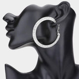 2 Row Crystal Rhinestone Hoop Earrings - Madeline Love - Flyclothing LLC